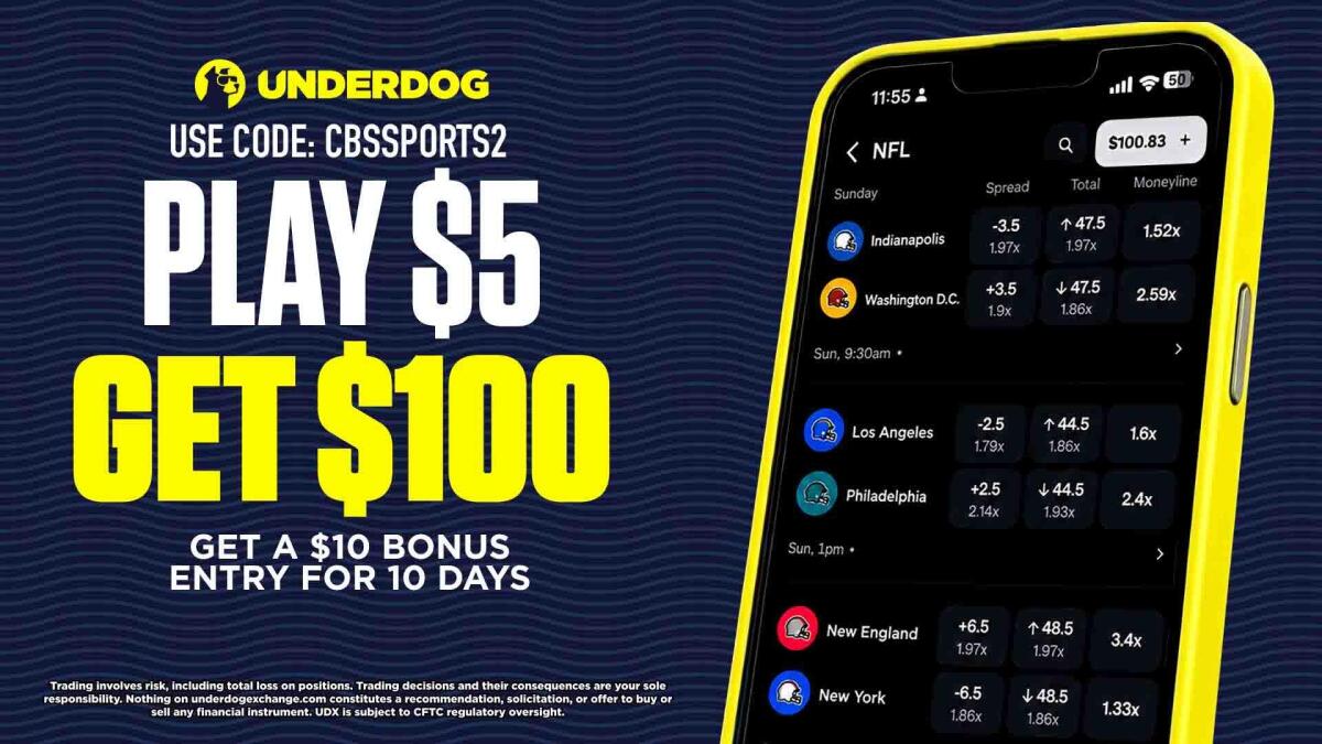 Underdog promo code CBSSPORTS2: Play $5, get $100 in bonus entries ...