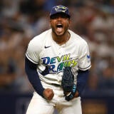 Freddy Peralta Rays celebrating