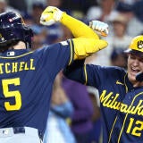 Garrett Mitchell Cooper Pratt Brewers celebrating