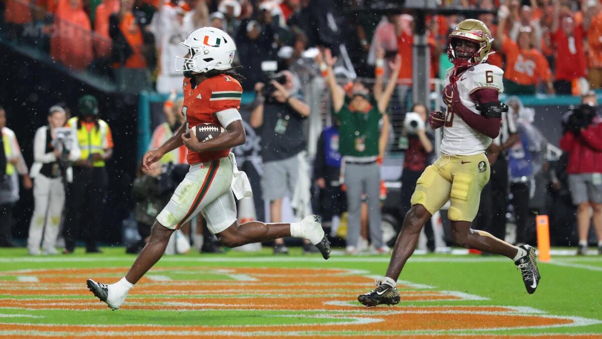 No. 3 Miami outlasts FSU in double-OT on controversial Hail Mary INT College Football