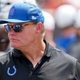 Indianapolis Colts general manager Chris Ballard walks the sideline Saturday, Aug. 23, 2025, during a game against the