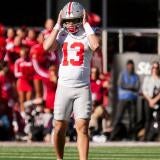 Ohio State Buckeyes quarterback Luke Fahey (13) enters the game after an injury to Julian Sayin during the NCAA football game
